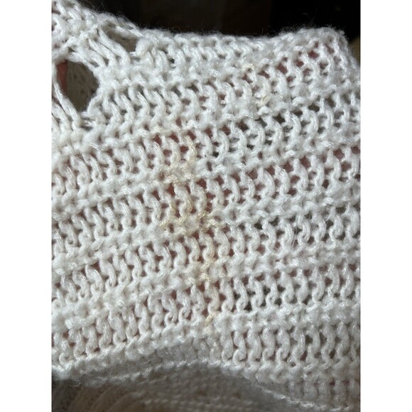 American Eagle Crochet Knit  Sweater XL Cream Chunky Textured Open Weave - Picture 5 of 6